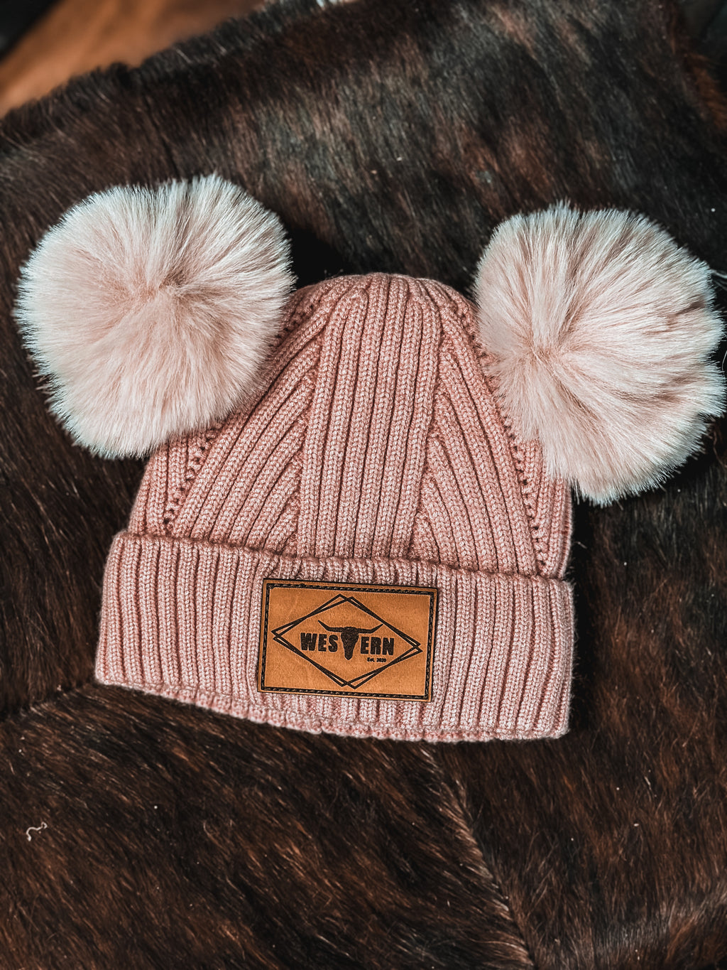 Brand Bunny Ear Infant Beanie - Pink