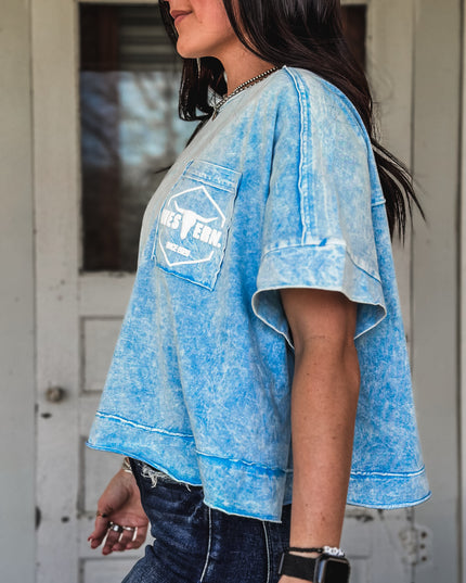 Brand Tulip Oversized Box Tee - Blue