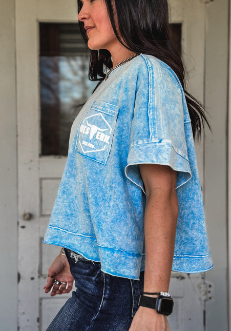 Brand Tulip Oversized Box Tee - Blue