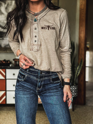 Brand Bozeman Button Longsleeve - Heather Brown