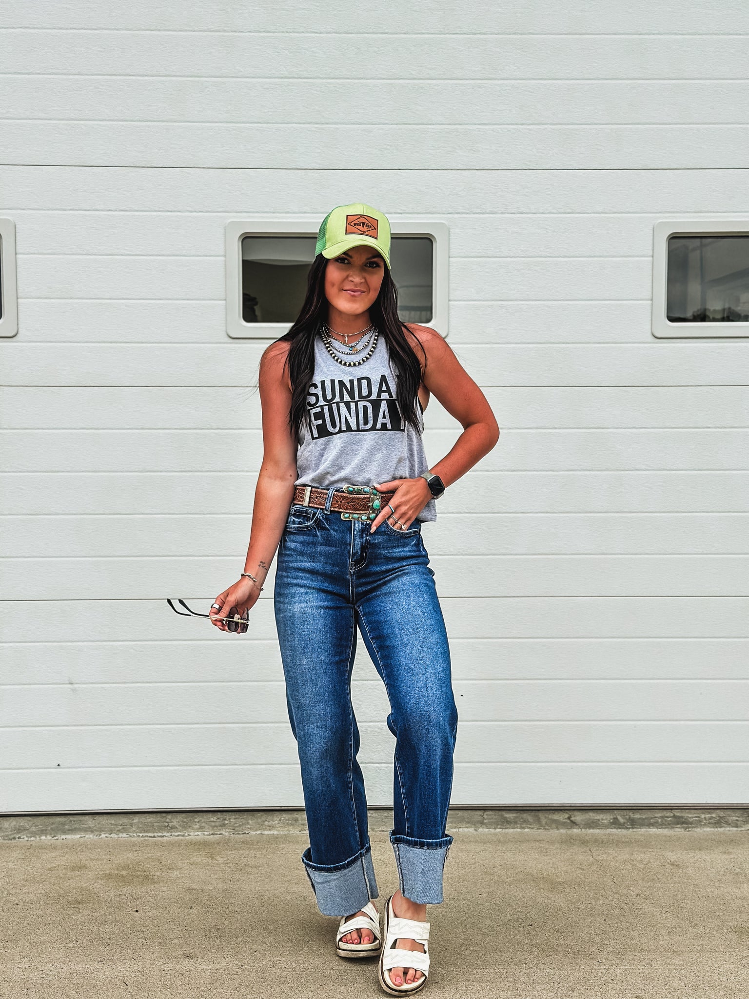 Sunday Funday Cropped Tank - Grey