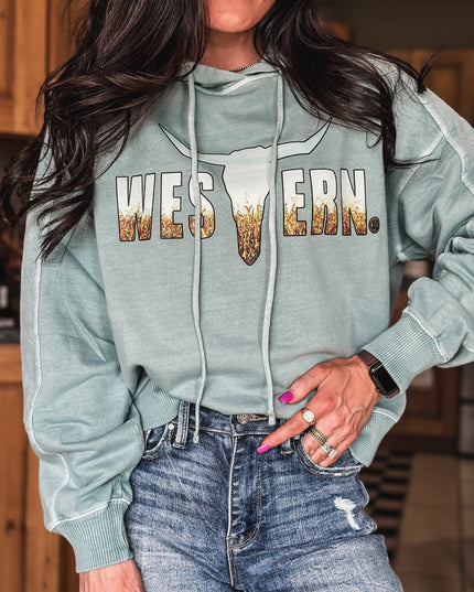 Brand Corn Field Logo Deadwood Hoodie - Ash Blue