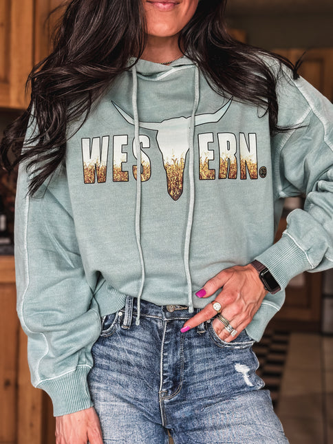 Brand Corn Field Logo Deadwood Hoodie - Ash Blue