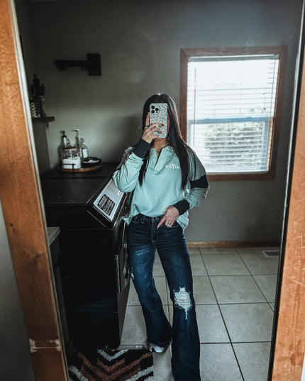 Brand Blue Collar Contrast Pullover