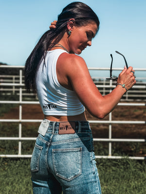 Brand Seamless Crop Tank - White