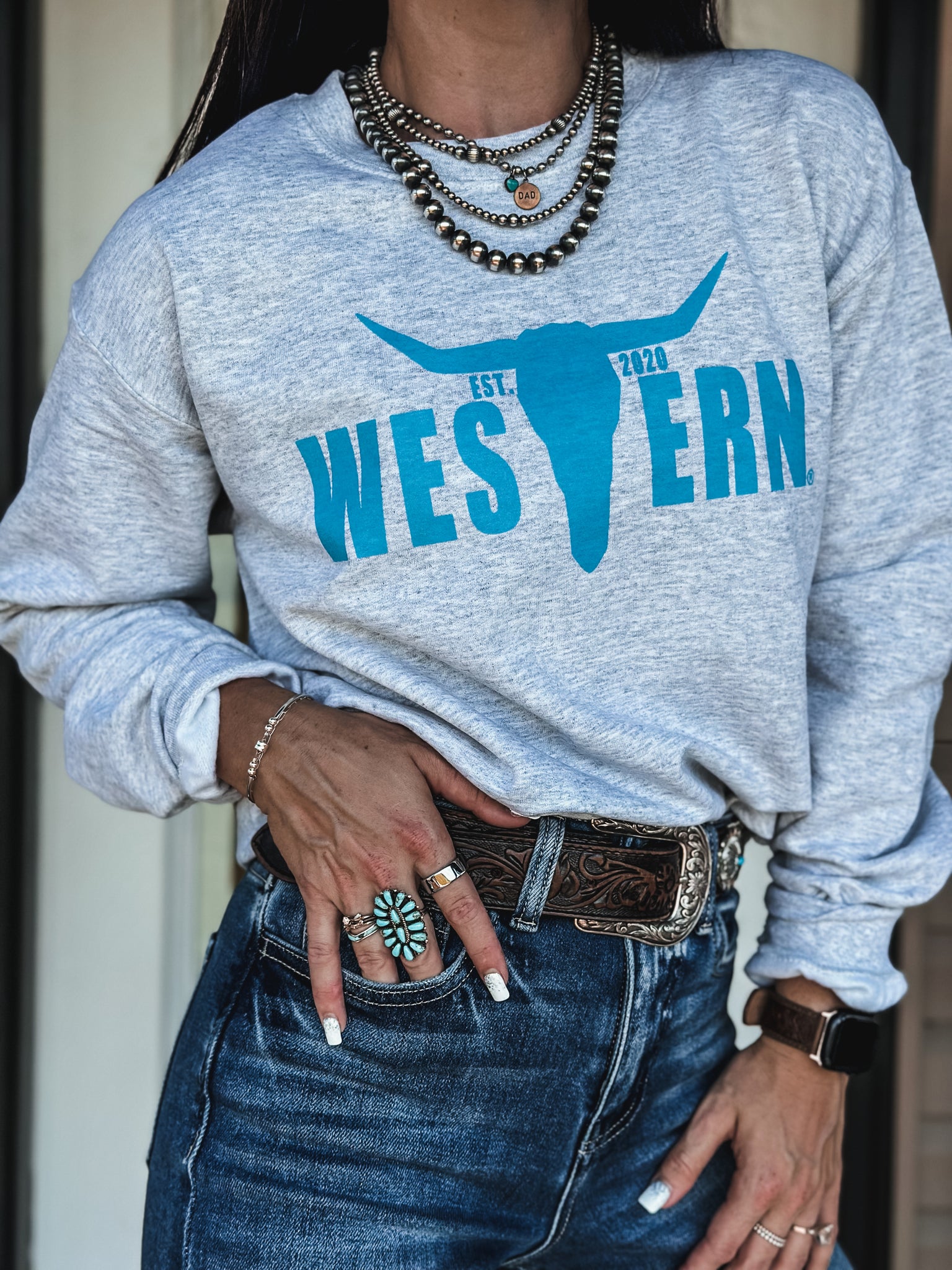 Brand Logo Crew - Aqua/Ash