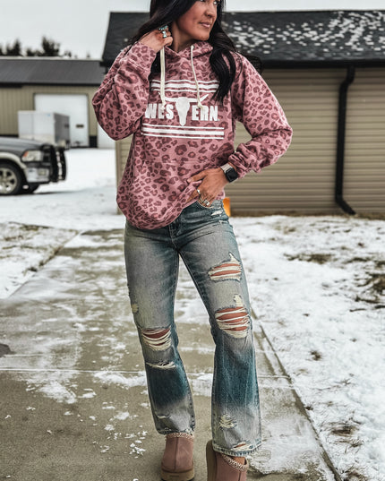 Brand Hoodie - Pink Leopard