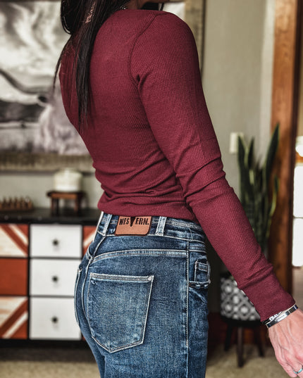 Brand Women's Henley Longsleeve -Burgundy
