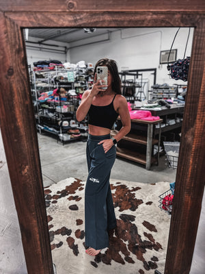 Brand Barre Wide Leg Active Sweats - Charcoal