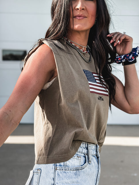 United States Flag - Cap Sleeve Tank