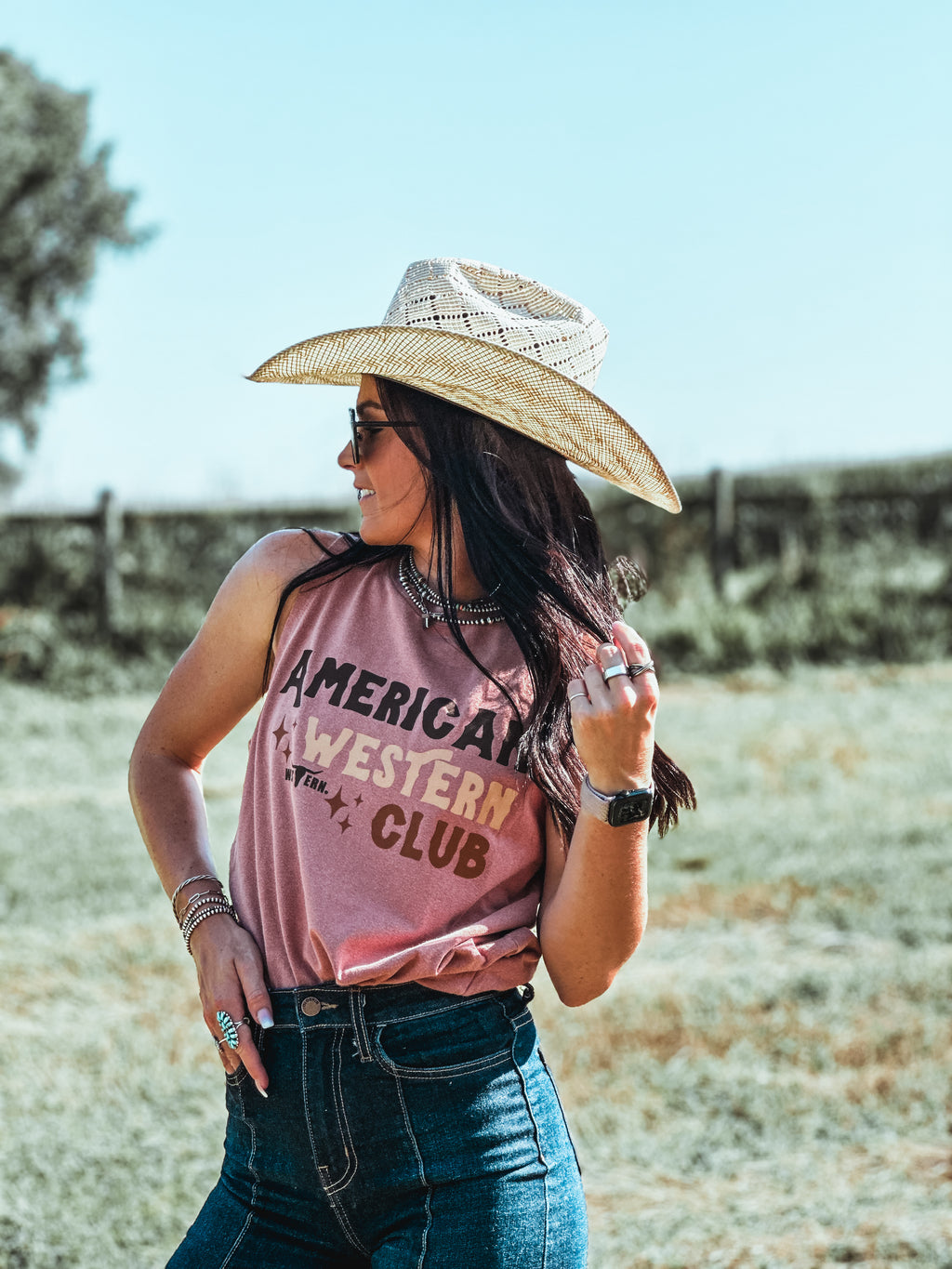 American Western Club Tank - Mauve