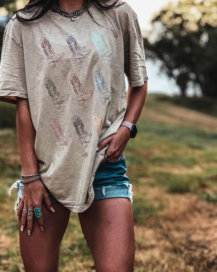 In My Boots - Tan Oversized Tee