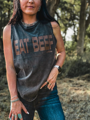 Eat Beef Tank - Charcoal Black