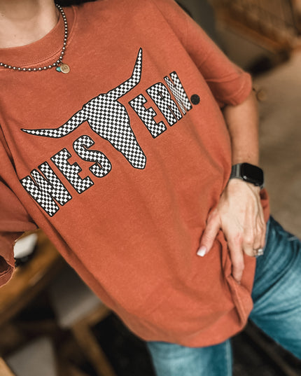 Brand Checkers T - Pumpkin