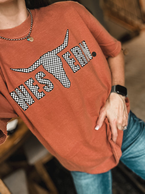 Brand Checkers T - Pumpkin