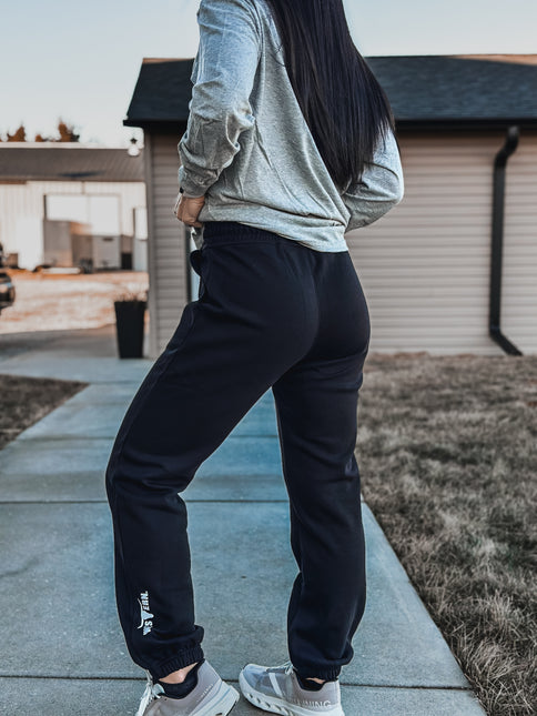 Brand Tri-Cotton Joggers - Black