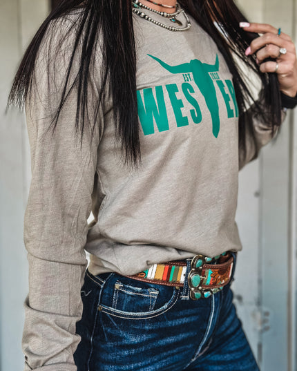 Brand Teal Logo Longsleeve - Taupe