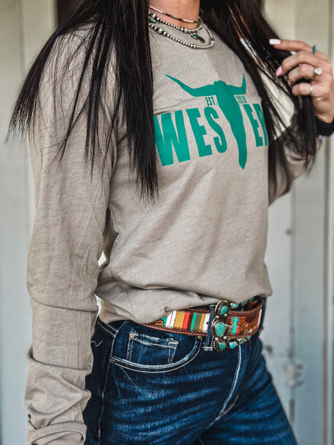 Brand Teal Logo Longsleeve - Taupe