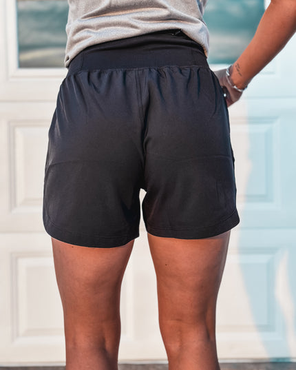 Brand Tracker Shorts (Curved Hem) - Black