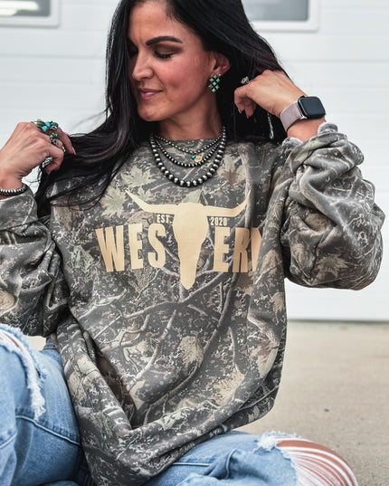 Deadwood Camo Crew - Cream Logo