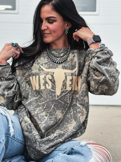 Deadwood Camo Crew - Cream Logo