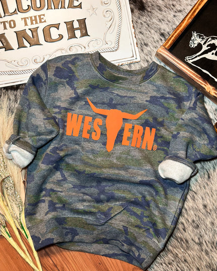 Brand Orange/Camo Logo Crew - Toddler