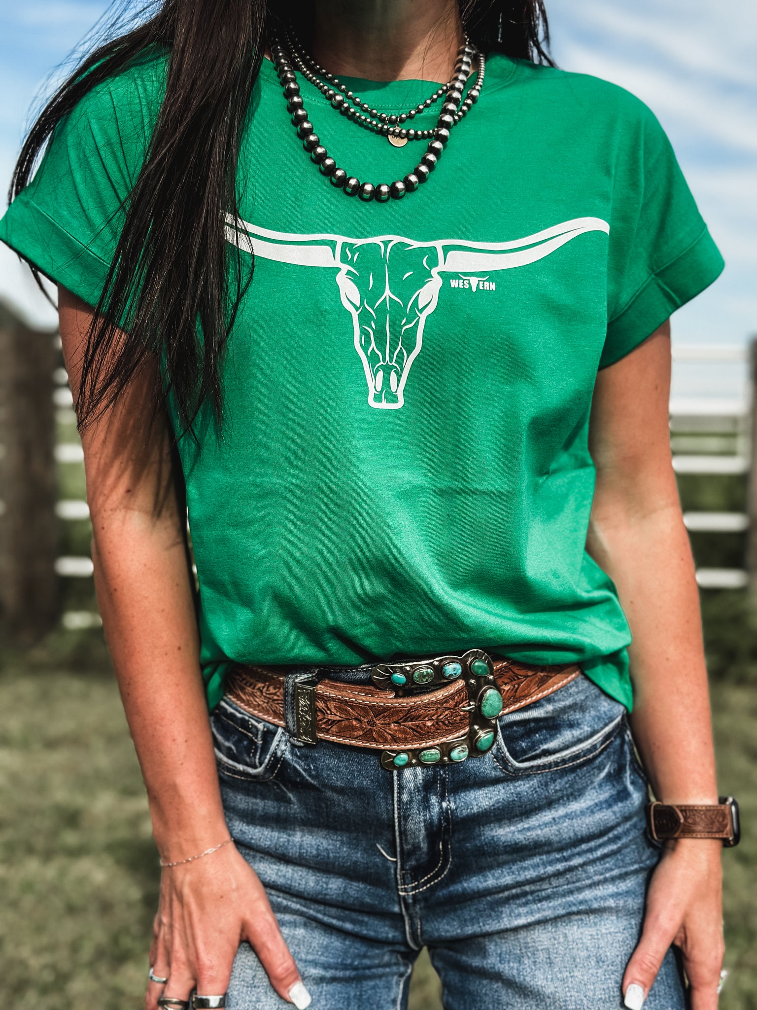 Longhorn Cuff T - Green