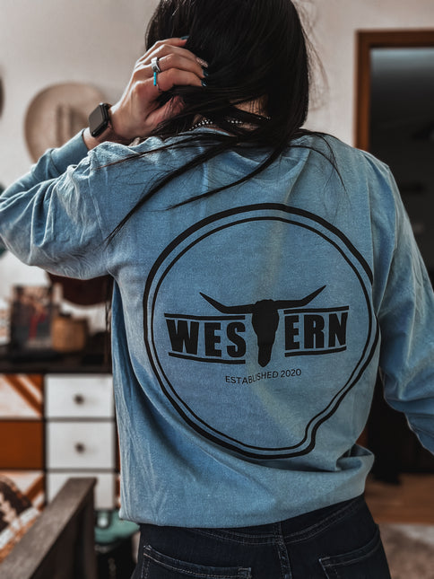 Brand Longsleeve Pocket T - Denim