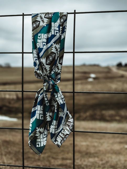 Brand Wild Rag Tan/Blue Aztec