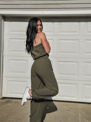 Brand Strapless Cargo Jumpsuit Army Green Western T Brand LLC