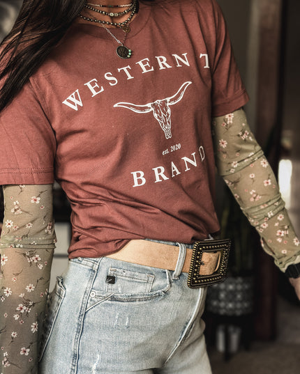 Western T Brand Longhorn - Brick