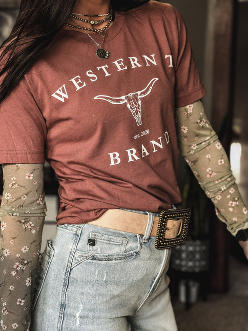 Western T Brand Longhorn - Brick