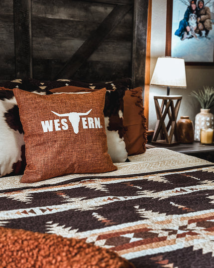 Brand Logo Cream/Orange Pillow Cover