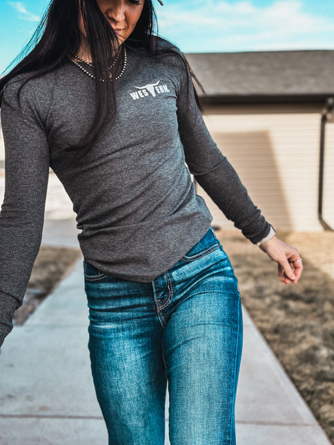 Brand Women's Knitted Thermal Longlseeve - Dark Grey