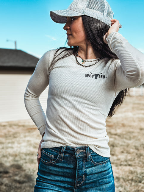 Brand Women's Knitted Thermal Longlseeve - Cream