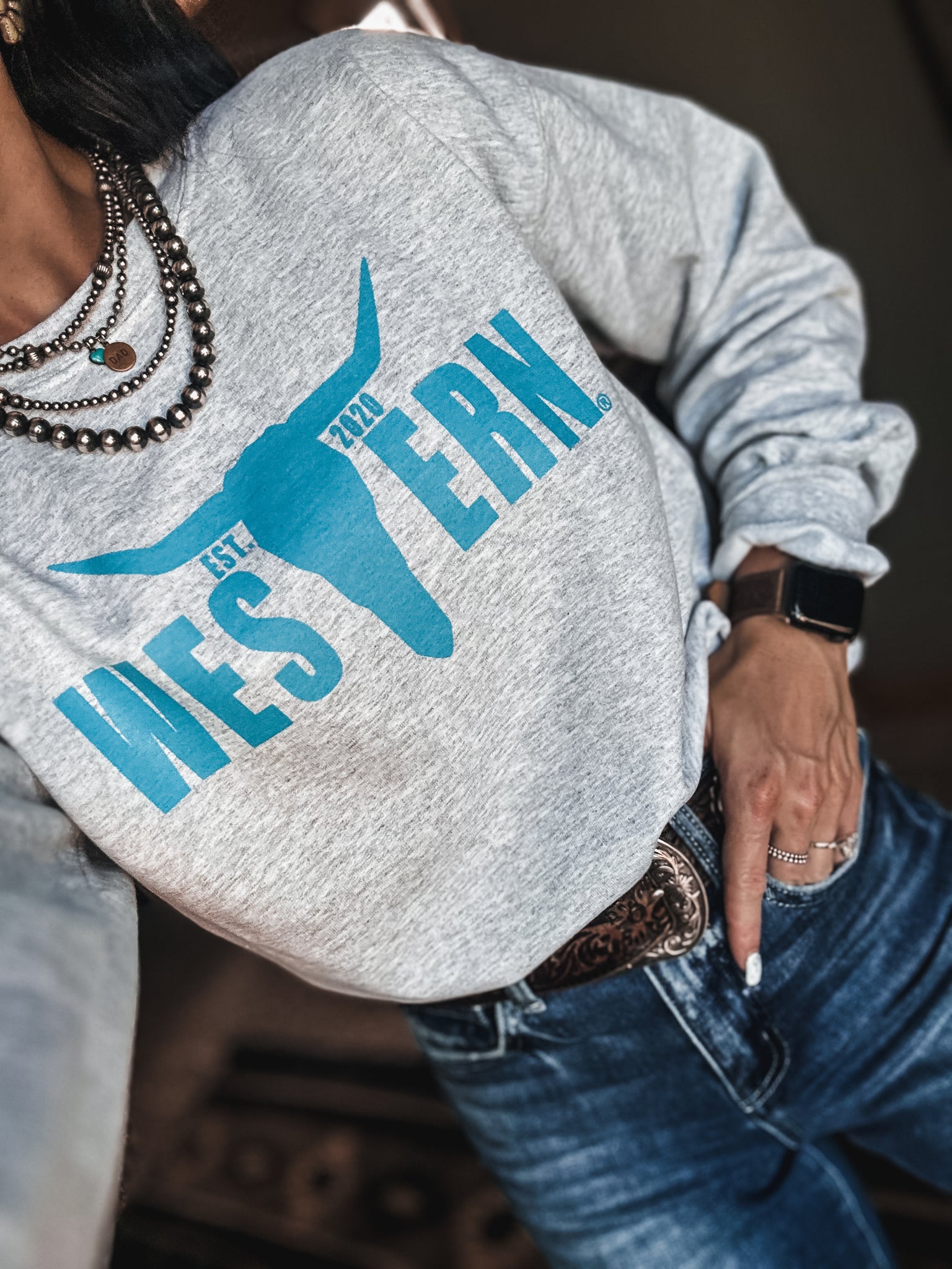 Brand Logo Crew - Aqua/Ash