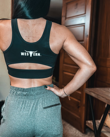 Brand Cut Back Bra - Black