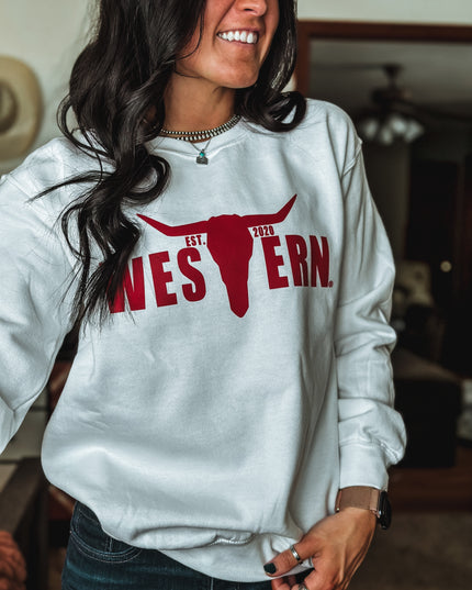 Brand White/Red Logo Crew