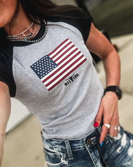 USA Flag Cropped Baby T