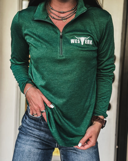 Brand Sonic Ladies 1/4 Zip - Forest Heather