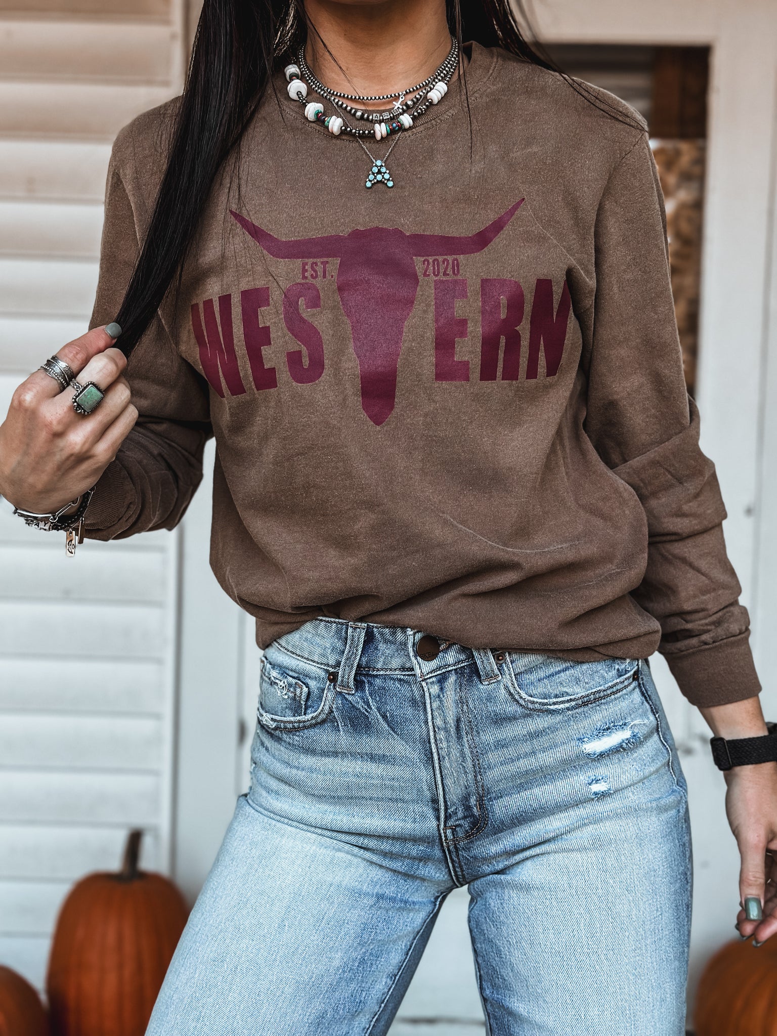 Brand Logo Longsleeve - Brown/Maroon