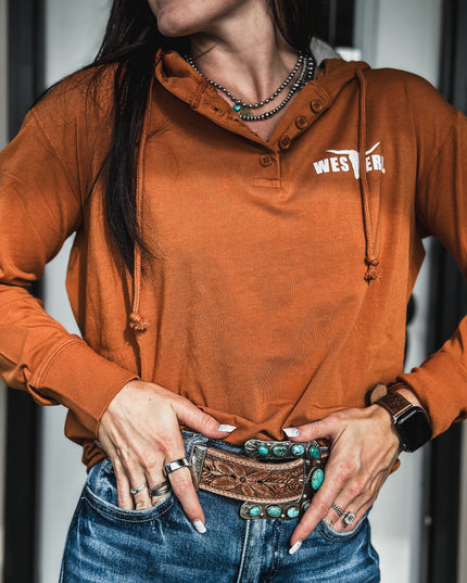 Brand Ridge Button Hoodie - Amber