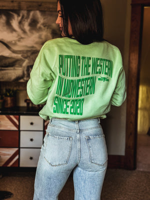 Western in Midwestern Puff Crew - Green