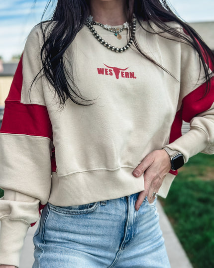 Color Block Edge Cropped Sweatshirt