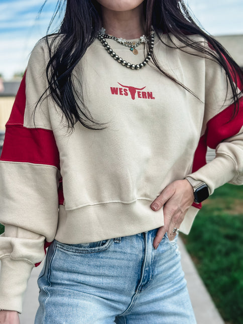 Color Block Edge Cropped Sweatshirt