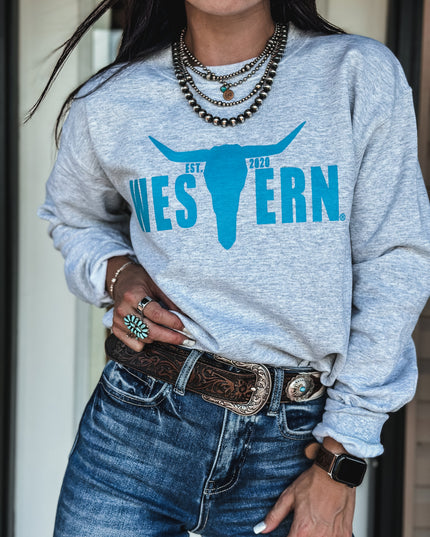 Brand Logo Crew - Aqua/Ash