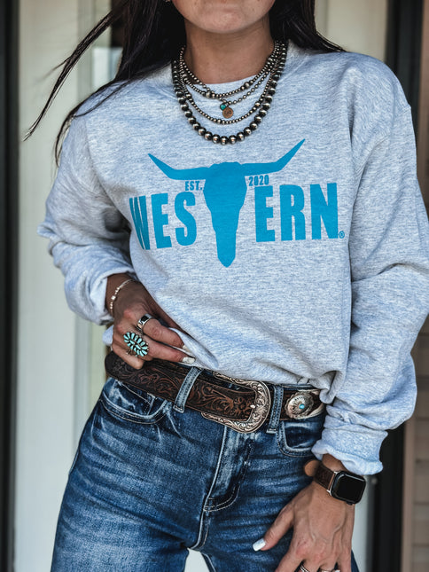 Brand Logo Crew - Aqua/Ash