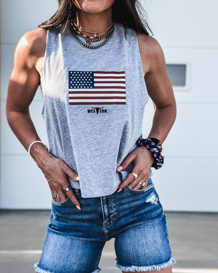 United States Flag Cropped Tank