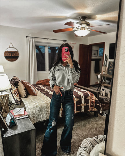 Brand Logo 1/4 Zip Light Grey