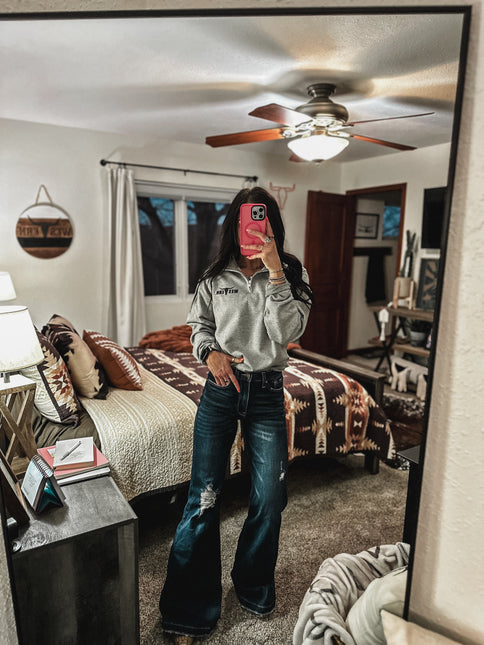 Brand Logo 1/4 Zip Light Grey